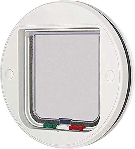Cat Flap - Fitting a Vetro 4-Facciate Chiusura - Bianco - 326g