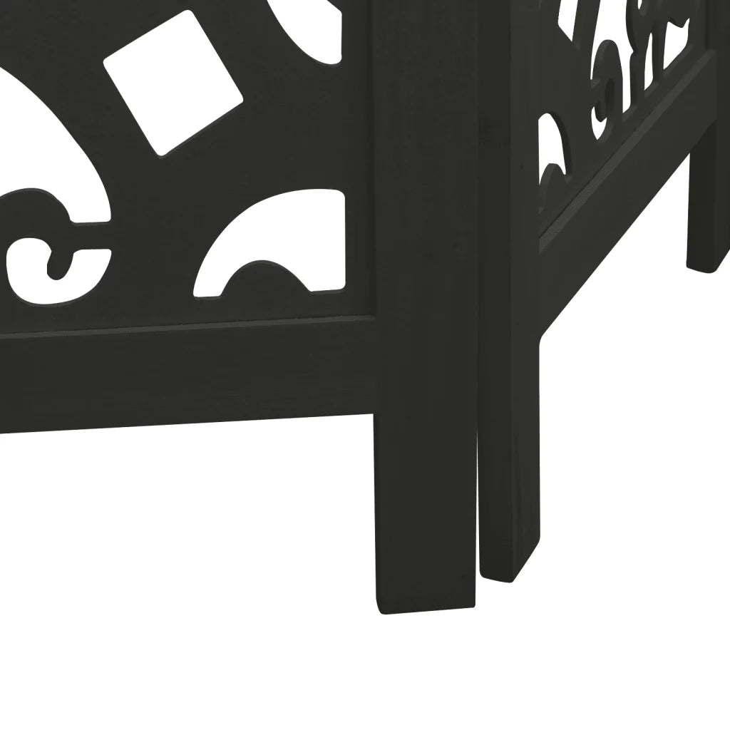 Divisorio Ambienti | Divider per stanze | Paravento 4 Pannelli Nero Legno Massello di Paulownia