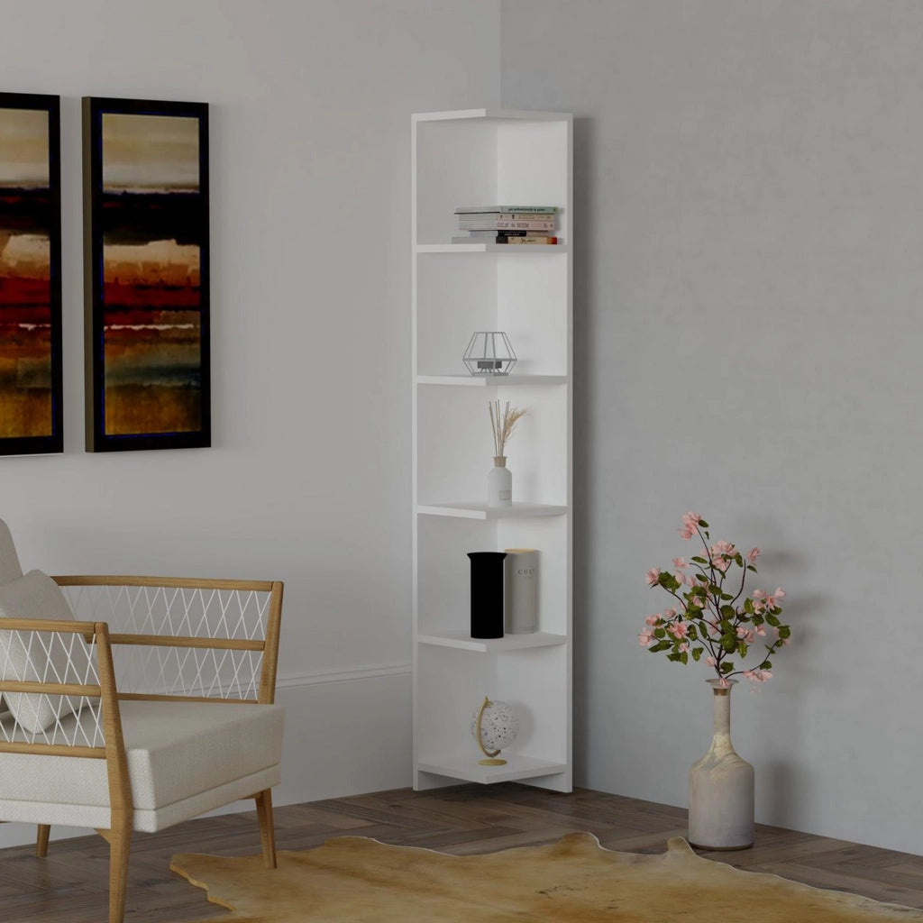 Biblioteca Tufillo, Libreria 5 Ripiani, 25x25x160h cm Bianco