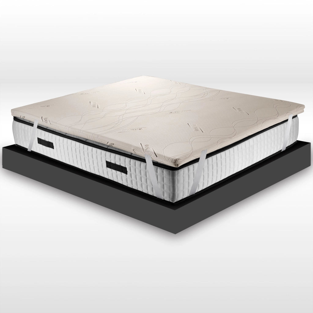 Topper lattice, sopramaterasso in 100% LATTICE ANALLERGICO, Alto 4 cm con tessuto antimicrobico sfoderabile 4 lati con filo in ARGENTO - STAR LATEX king size 200x200