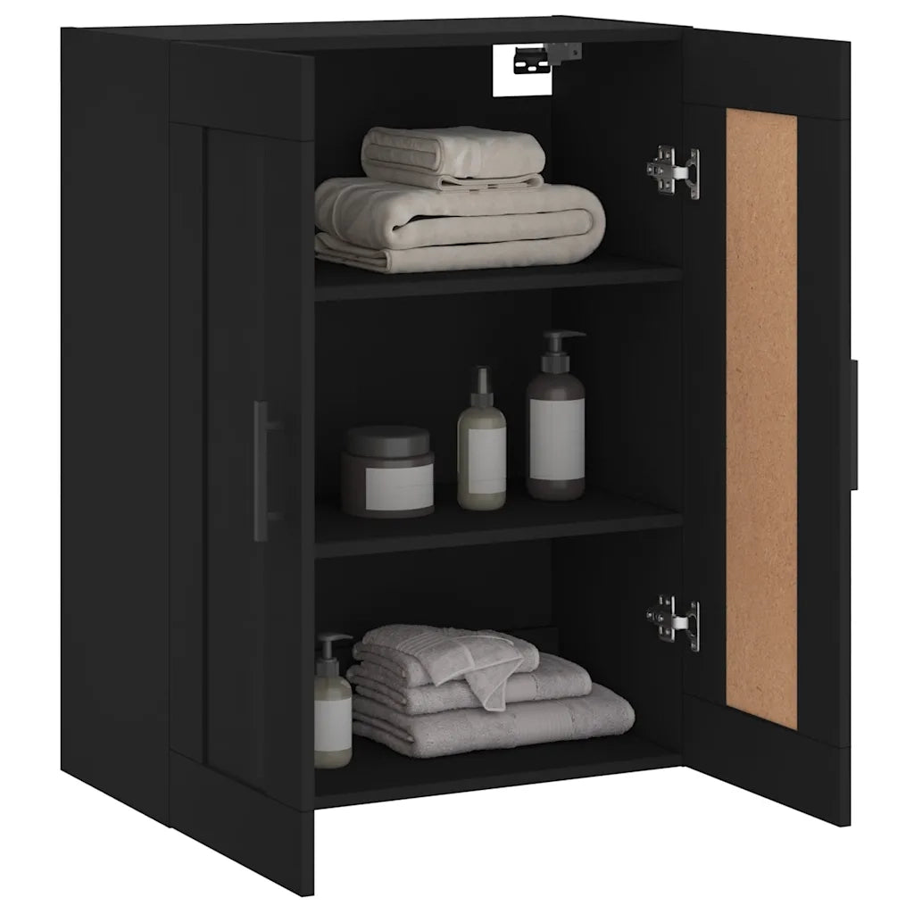 Armadietto a Muro | Mobile a Parete Nero 69,5x34,90 cm in Legno Multistrato