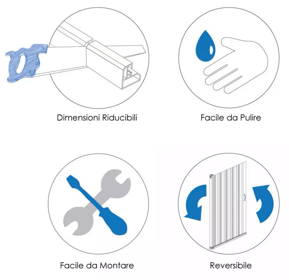 Porta Doccia 120 cm 1 Anta Scorrevole in Acrilico H185 cm Dorini Bianco