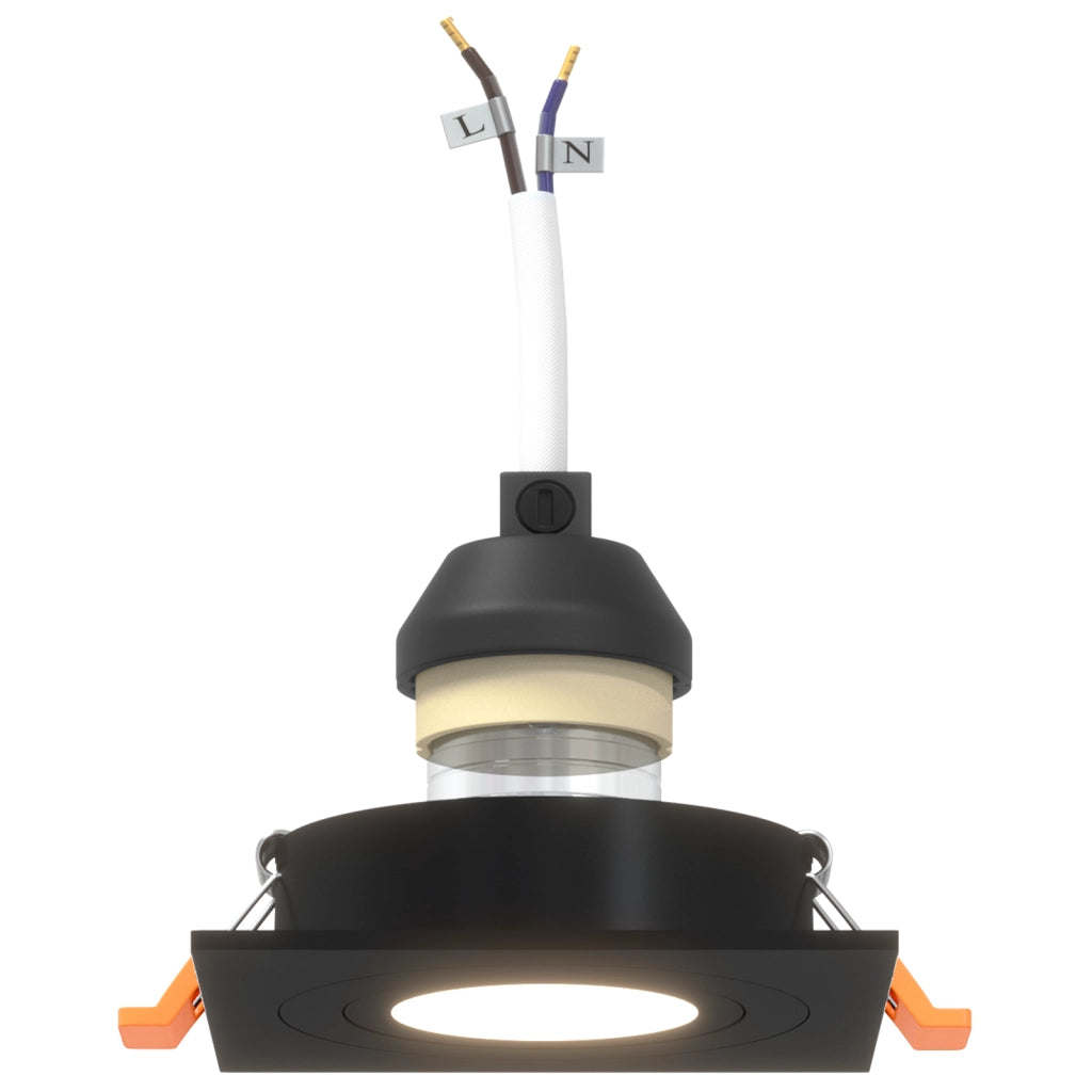 Faretti Incassati 6 pz Quadrato GU10 Nero 91x91 mm