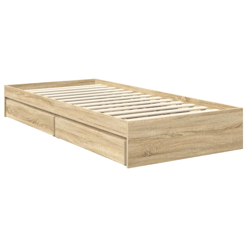 Letto con Contenitore con testiera Rovere Sonoma 75 x 190 cm