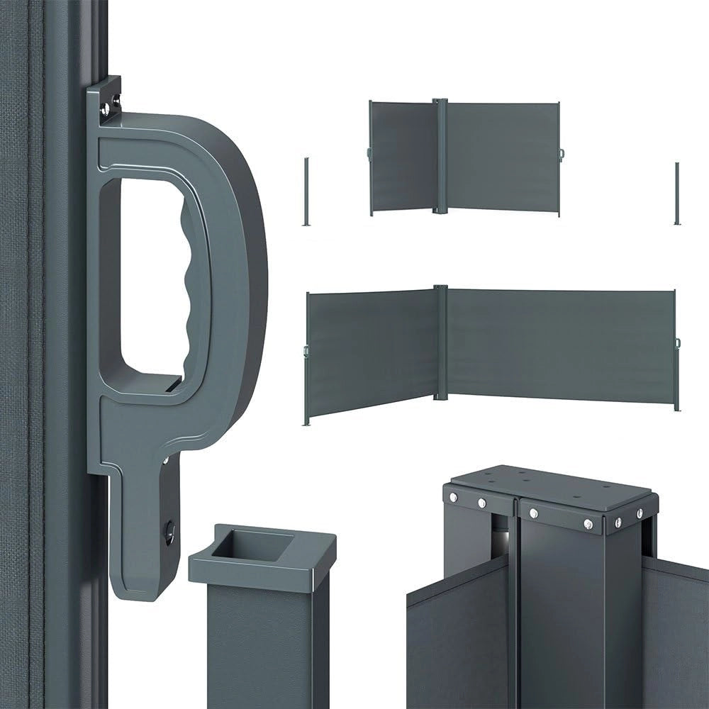 OK-Living Tenda laterale, Antracite, 300 x 160 cm, per un montaggio flessibile utilizzabile come protezione da sole e vento