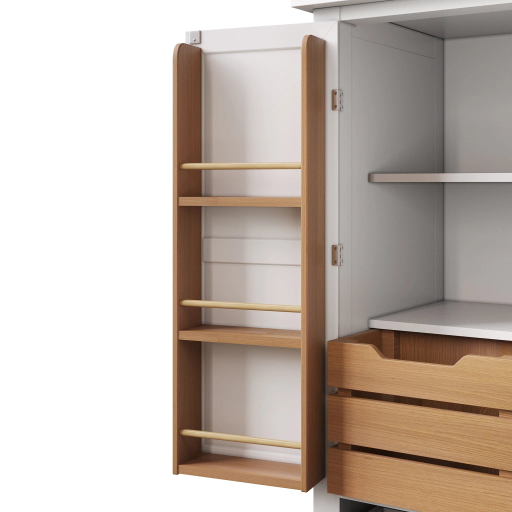 Credenza da Cucina Alta con 2 Ante e 5 Cassetti; Chiusura Magnetica; in MDF; 80x40x140 cm; Bianca