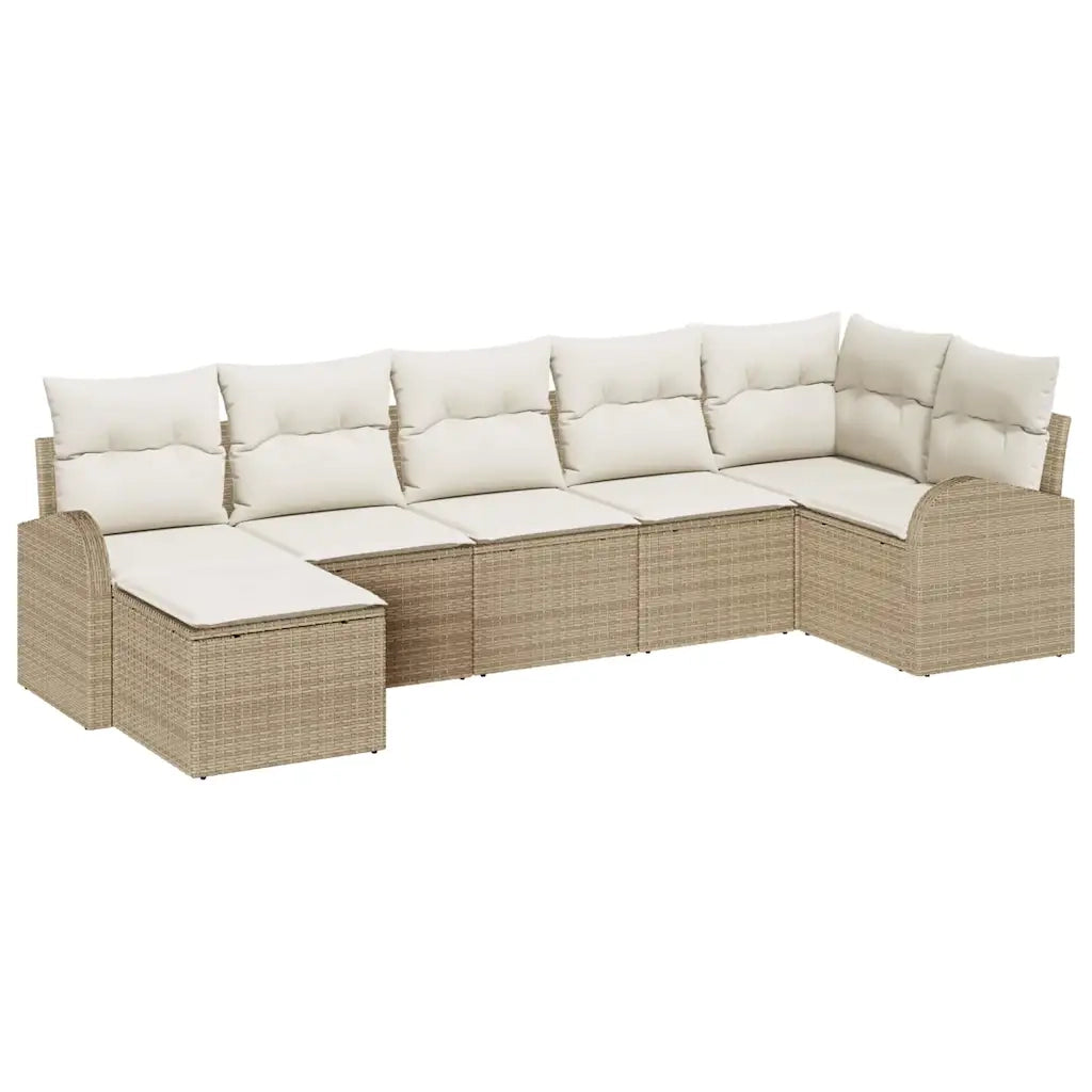 Set di divani con cuscino 7 pcs Beige polyrattan 3354800