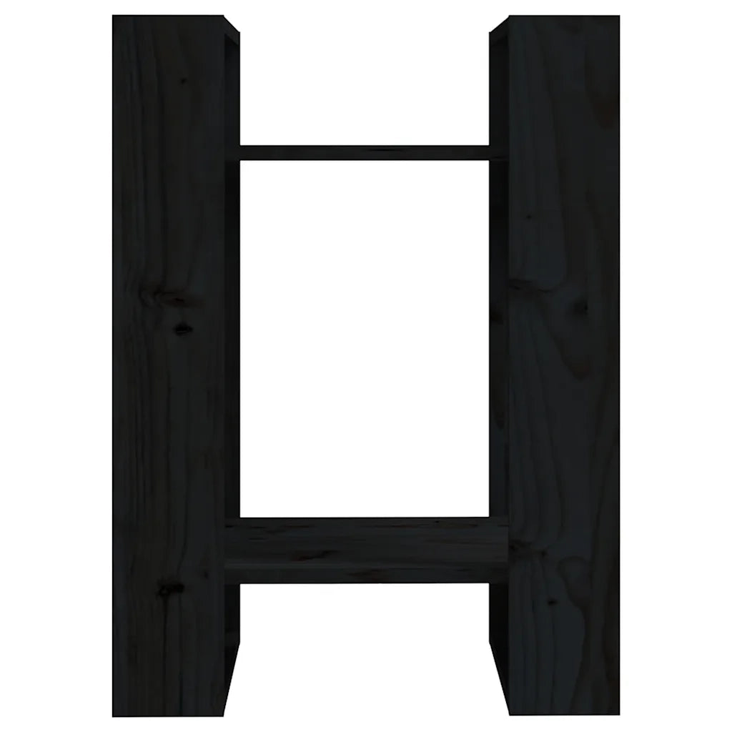 Libreria Divisorio-Scaffale per Libri-Mobile di Stoccaggio Nero 41x35x57 cm in Legno Massello di Pino
