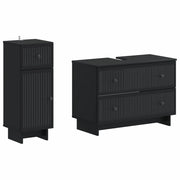 Set di Armadi da Bagno da 2 Pezzi EDE Nero Legno ingegnerizzato 3417658