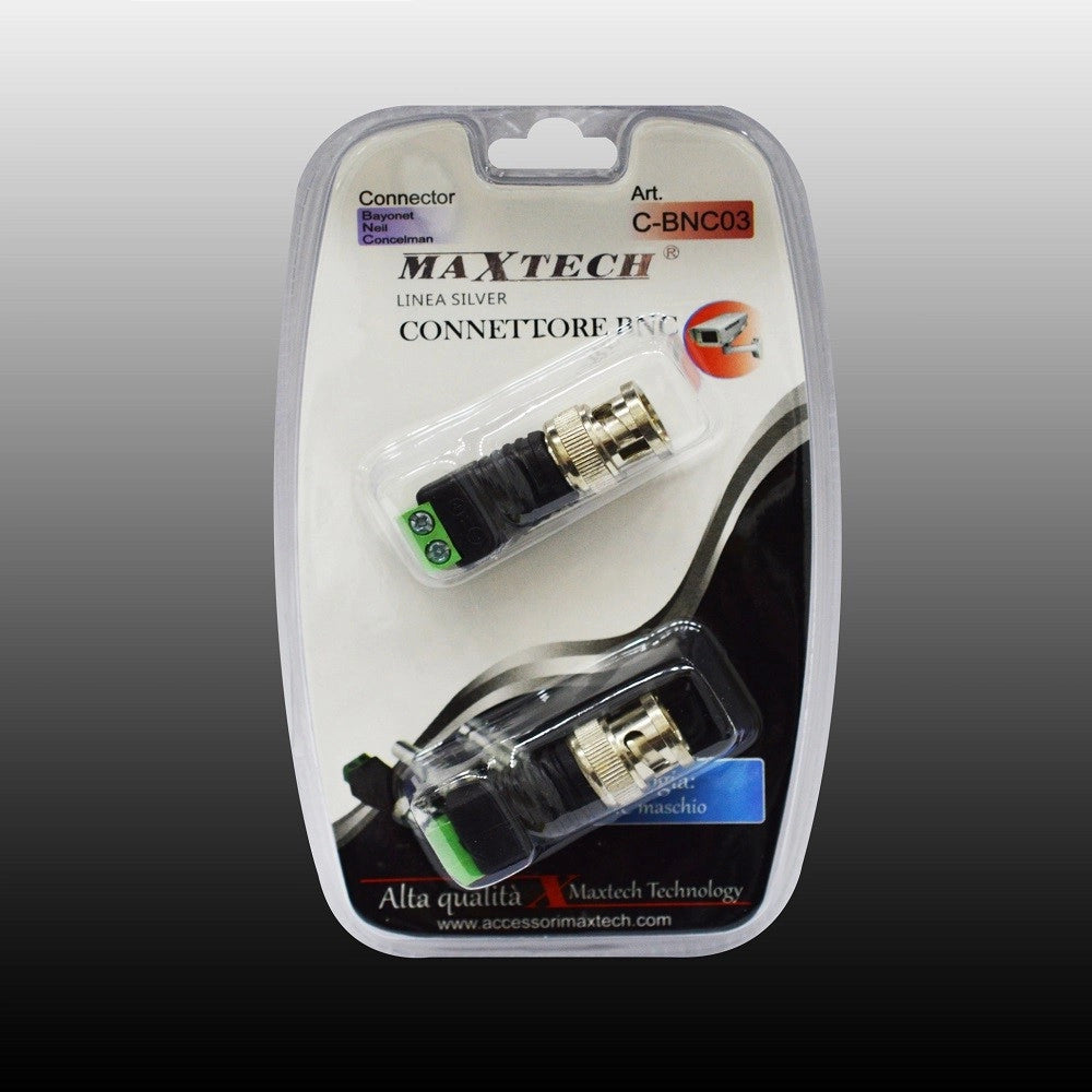 Trade Shop - Connettore Adattatore Bnc Maschio Telecamere Terminal Block 2pin Maxtech C-bnc03 -