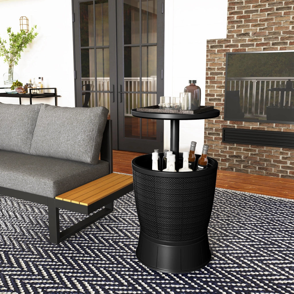 Tavolo da giardino con secco per ghiaccio ¨C zephmum ¨C nero, ?49x58-84cm