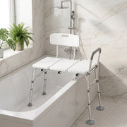 Banc de Transfert Baignoire, Hauteur Réglable à 10 Niveaux, Blanc