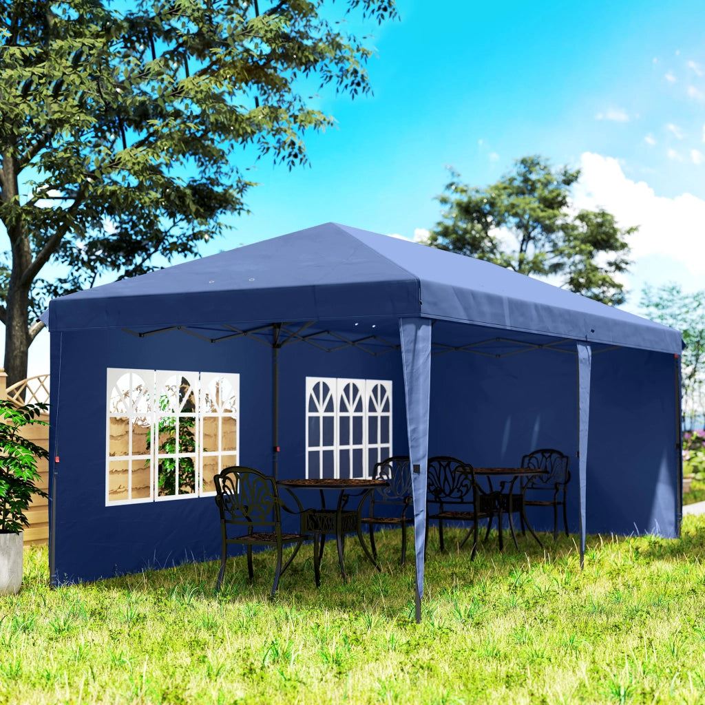 Gazebo Pieghevole 6x3m Pop-up ¨C Xylo ¨C 4 Laterali con Finestre Blu Giardino