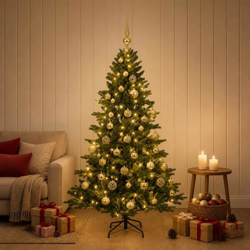 Albero di Natale artificiale con palline 150 cm 150 LED 3465672