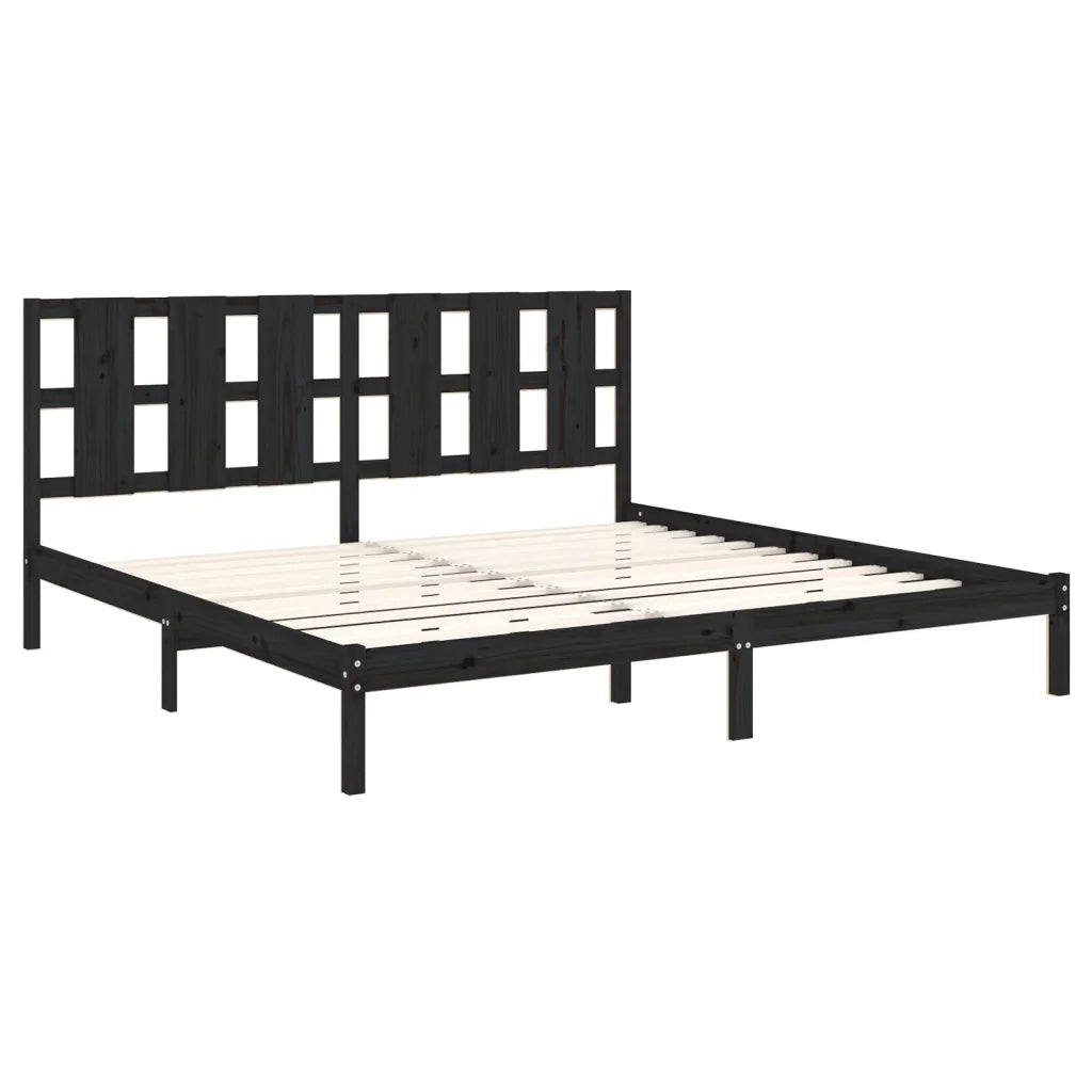 Giroletto Nero in Legno Massello di Pino 200x200 cm 3105624