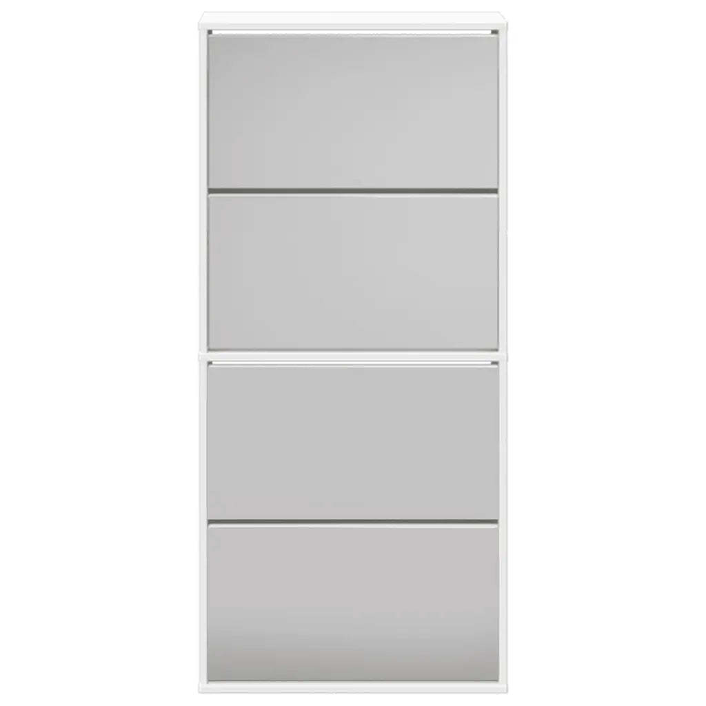Scarpiera a 4 Strati a Specchio Bianca 63x17x134 cm cod mxl 49500