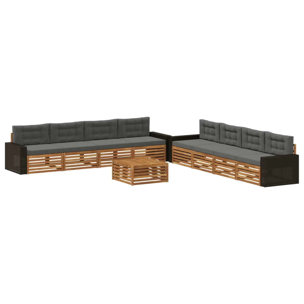 Set di divani da esterno 9 pcs Naturale e Antracite Poliestere