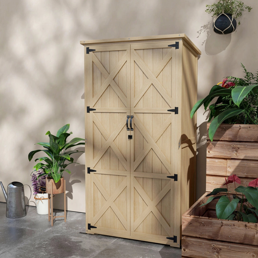 Armadio da giardino per attrezzi ¨C zephmum ¨C legno pino 90x54.5x168.5 cm