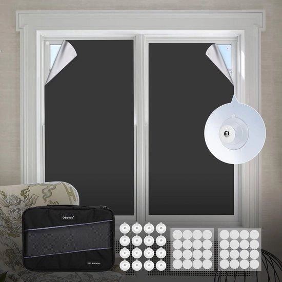 Verduistering portatile 100%, tenda di oscuramento, per viaggi, Oeko-Tex Standard 100, facile da applicare, adatta a finestre di ogni dimensione e forma (nero, 145 x 200 cm)
