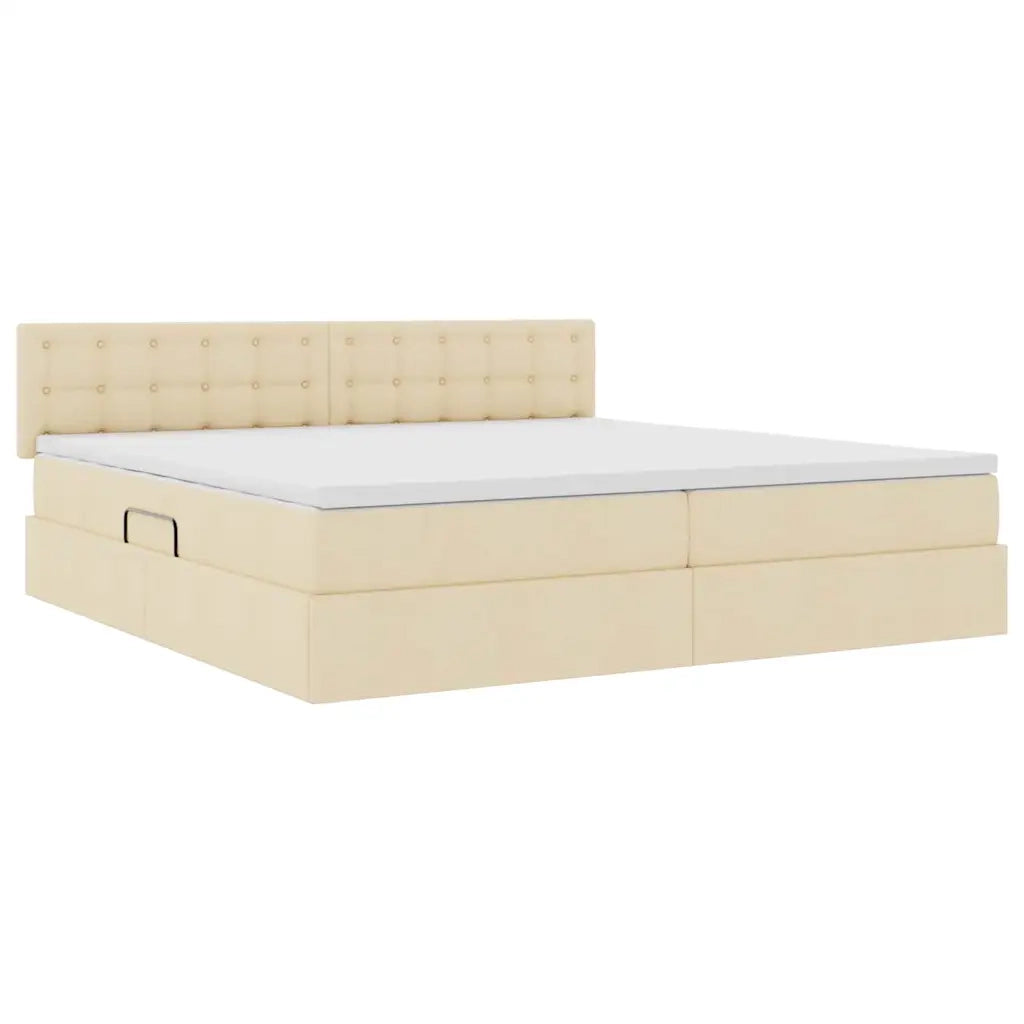 Letto con contenitore LED e materasso Crema 200 x 200 cm