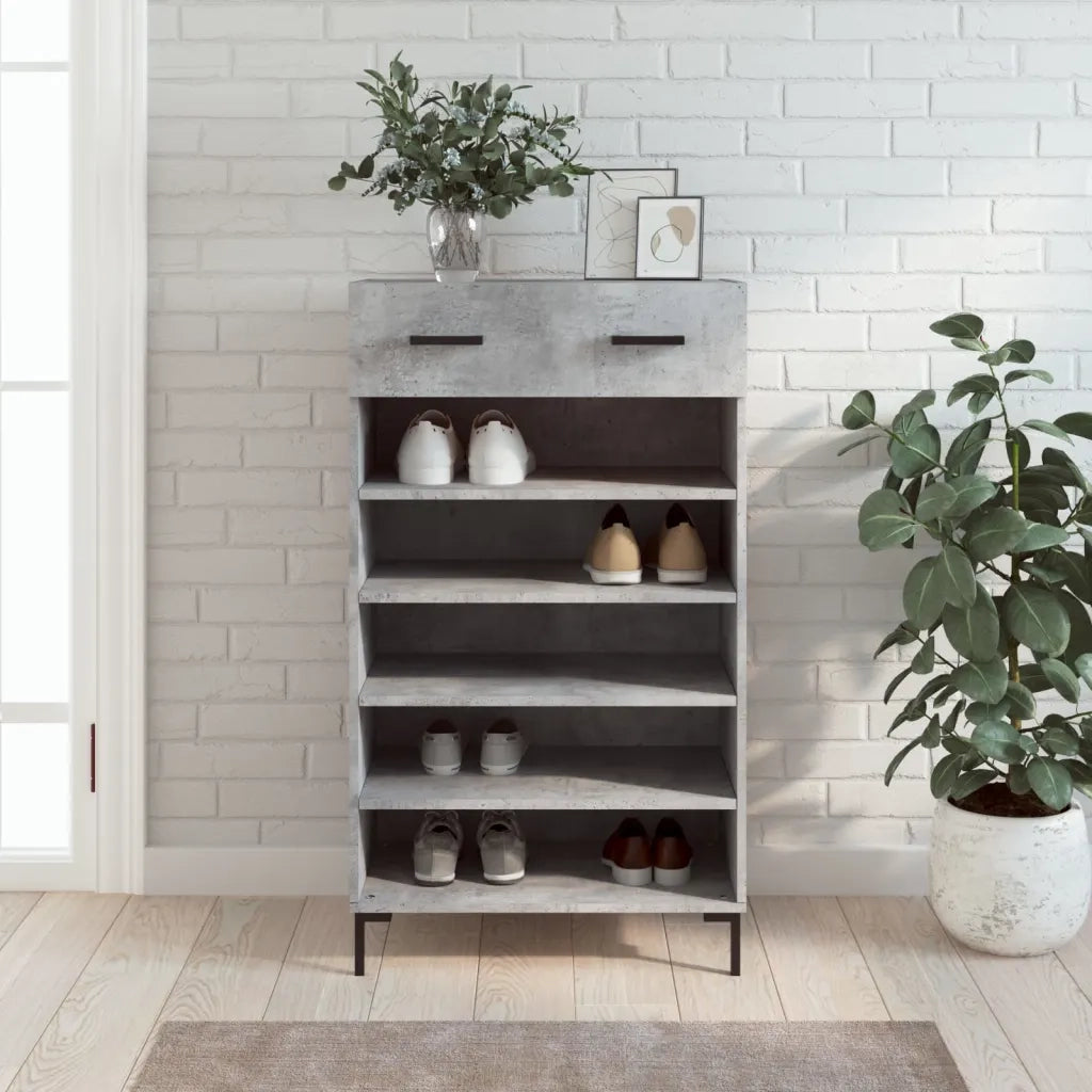 Scarpiera-Scaffale per scarpe Grigio Cemento 60x35x105 cm in Legno Multistrato 259604