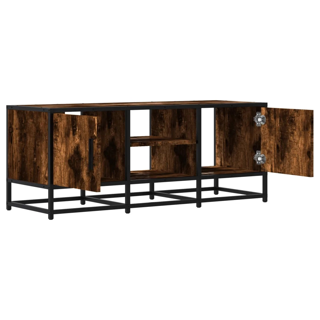 Mobile TV Rovere Fumo 100x35x41 cm Legno Multistrato e Metallo