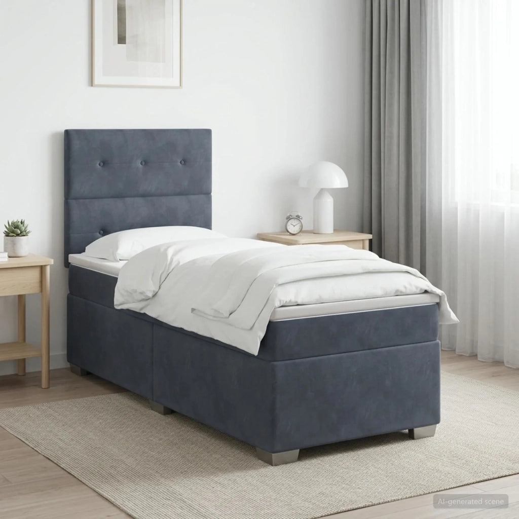 Letto box spring con materasso Grigio Scuro 90 x 190 cm Velluto 3453549