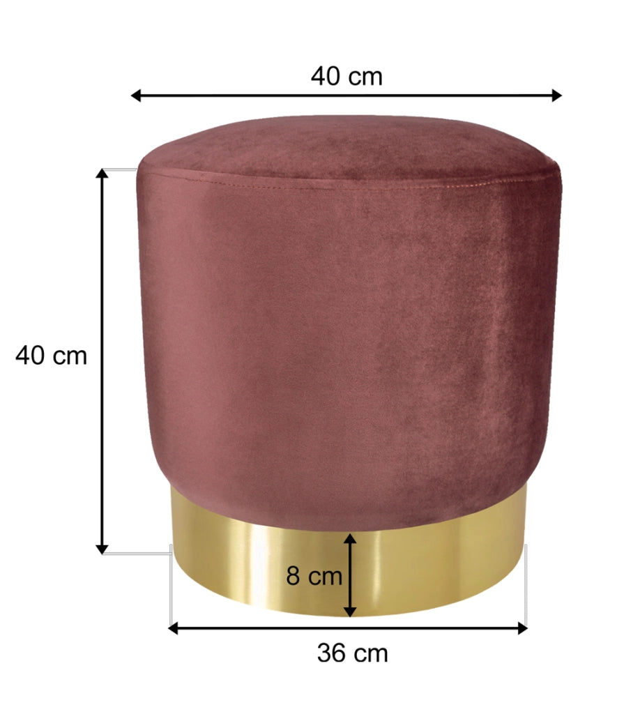 Pouf in velluto rosso mattone, poggiapiedi - Zivago - PO36ZIBM