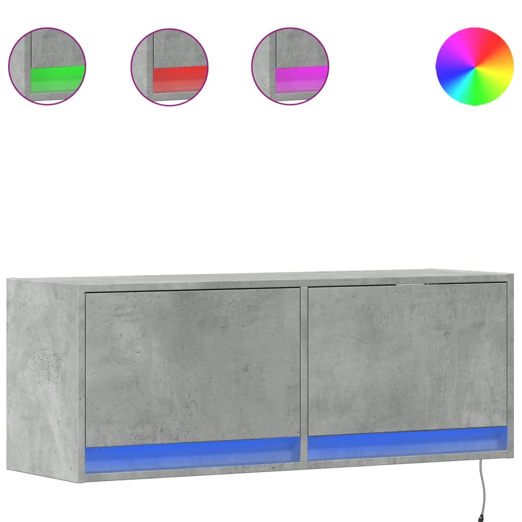Mobile TV multimediale scaffale TV credenza mobile TV sala da pranzo soggiorno camera da letto mobile da parete con luci LED 100 x 31 x 35 cm grigio 02_0027841
