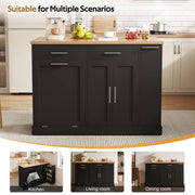 Isola Cucina su Ruote con Piano Ribaltabile e 2 Cassetti ¨C MINIMAL ¨C 120x45x93 cm