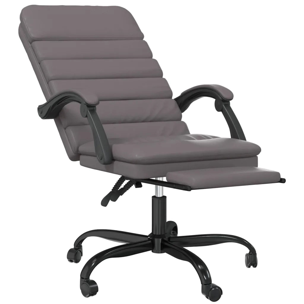 Poltrona da Ufficio Massaggiante Reclinabile Grigio Similpelle 349729