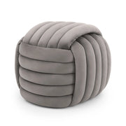 Pouf annodato in velluto 53 cm NILO Grigio Chiaro
