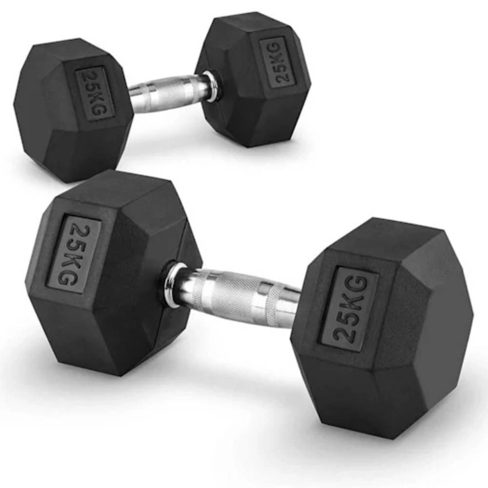 Trade Shop - Coppia Di Manubri In Vinile Da 25kg Ognuno Manubri Pesi Palestra Fitness Sport -