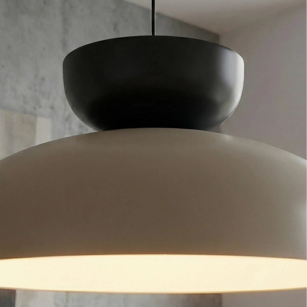 Lampada a sospensione Mega in acciaio moka beige