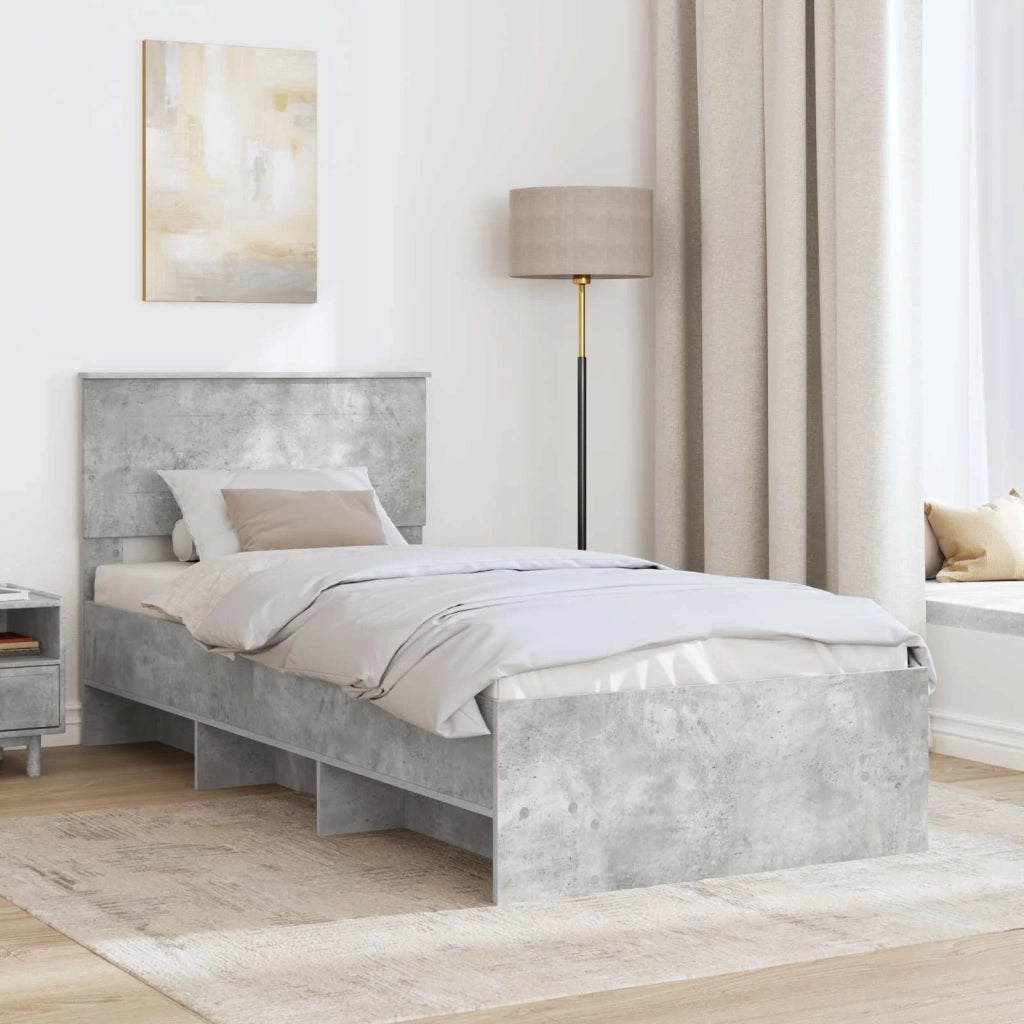 Struttura del letto con testiera Grigio cemento 120 x 123 cm