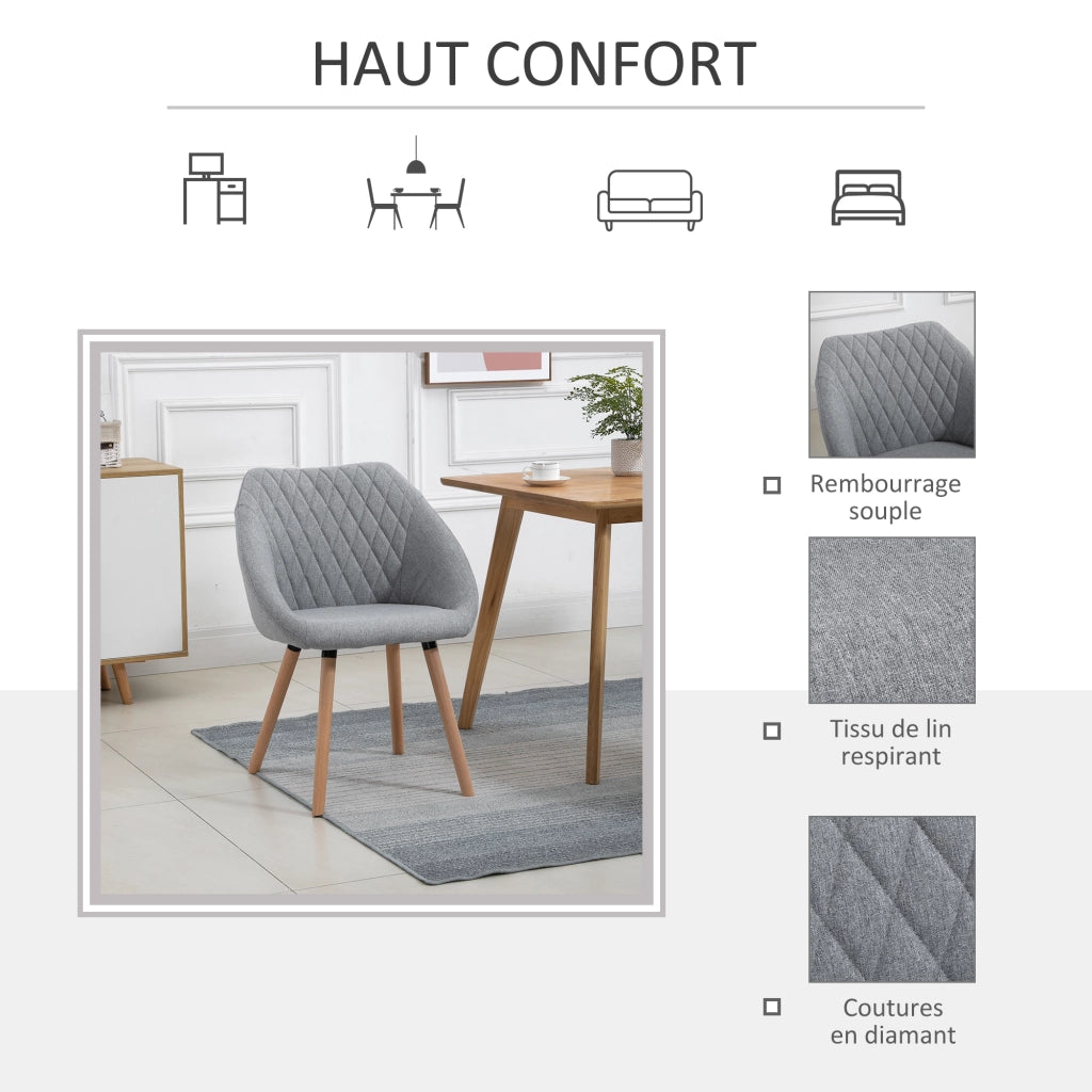 Set di 2 Sedie da Pranzo Design Scandinavo ¨C Zephmum ¨C Legno di Faggio Grigio
