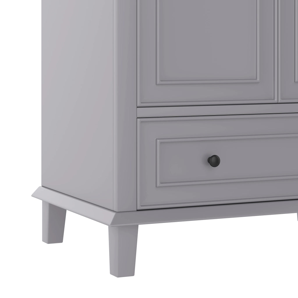 Mobile Bagno con Lavabo Integrato in Ceramica ¨C MINIMAL ¨C Grigio, Massello, 76x46x87cm