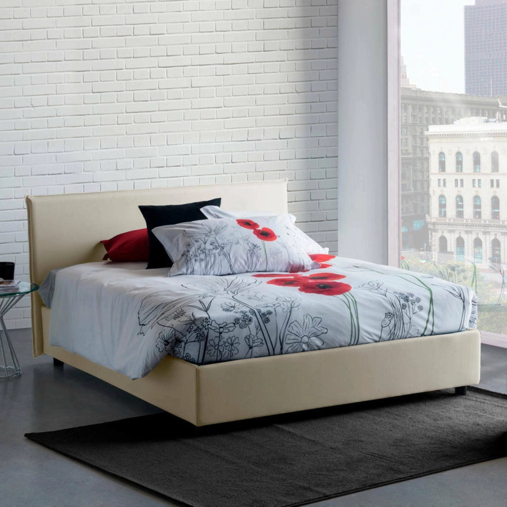 Letto Matrimoniale Ariadni, Letto Matrimoniale Materasso Incluso Made in Italy, Beige