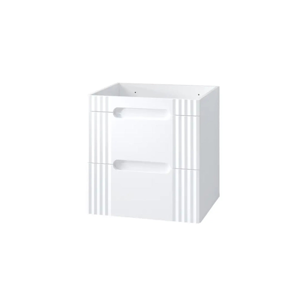 Mobile sottolavabo FIDJI 60 cm – Bianco alpino lucido – 2 cassetti – Fissaggio a muro o a terra