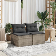 Divani Giardino Senza Braccioli con Cuscini 2 Grigi Polyrattan
