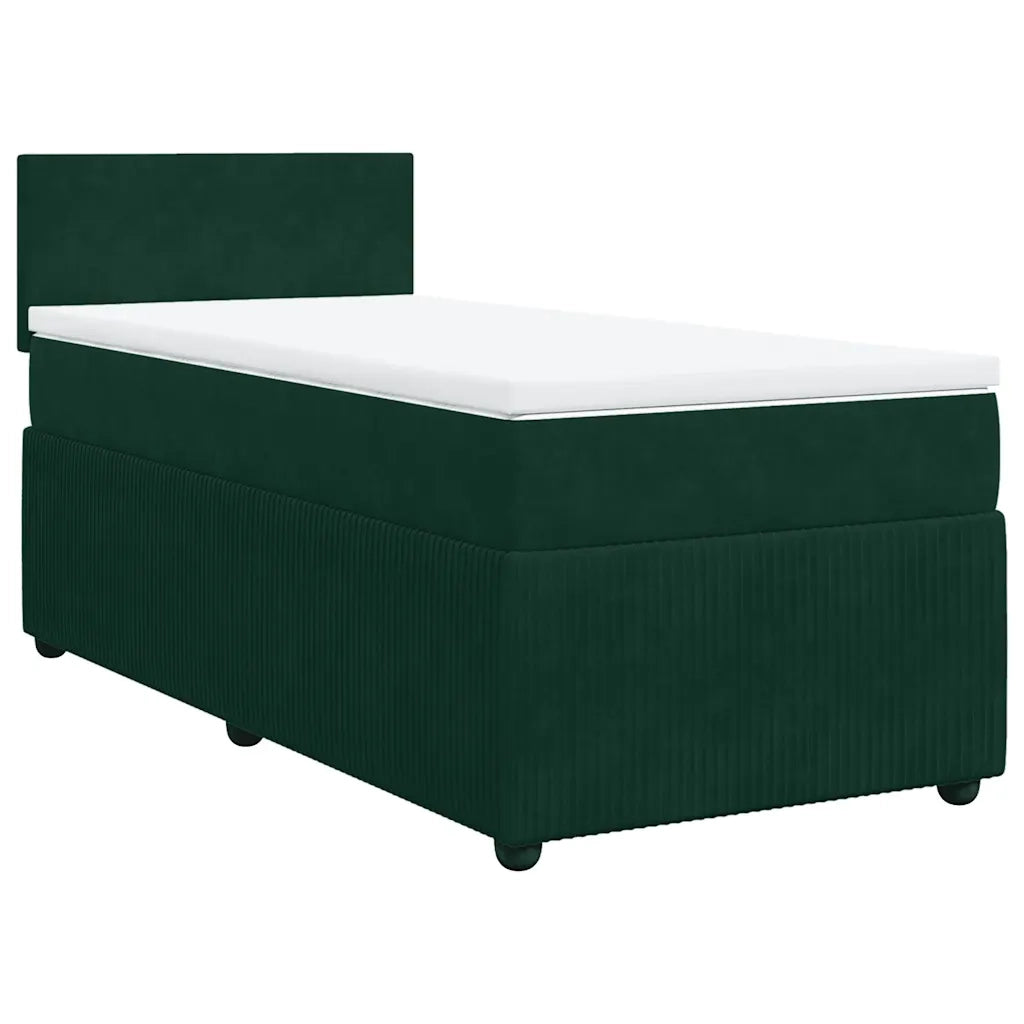 Giroletto a Molle con Materasso Verde Scuro 100x200 cm Velluto