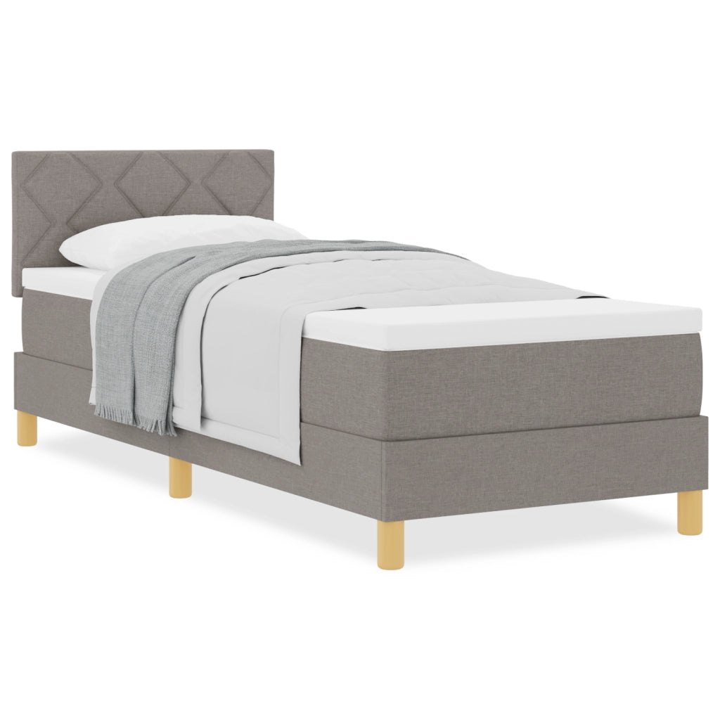 Letto con Box Spring con Materasso Tortora 80x200 cm Tessuto