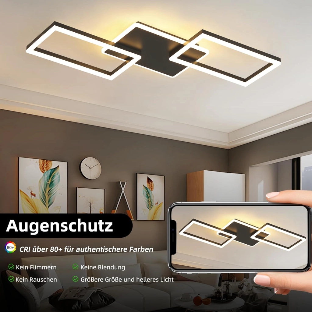 ZMH Lampada da soffitto plafoniera LED moderna 80 cm nera dimmerabile 63W telecomando per soggiorno camera letto