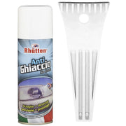 Trade Shop - Set Raschietto + Antighiaccio Raschia Spray Ghiaccio Neve 200ml Parabrezza Auto -