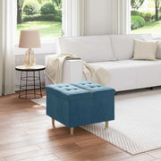 Pouf contenitore con cuscino Blu 60 x 60 x 45 cm Velluto 876824