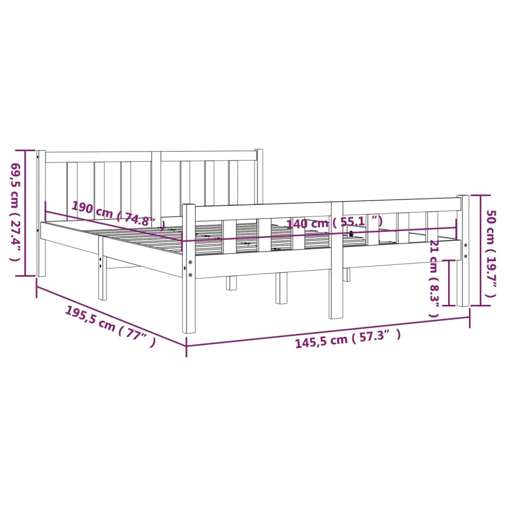 Giroletto Grigio in Legno Massello 140x190 cm 810661