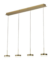 Lampada a sospensione Dunk 4 luci Fabas Luce - LED 32W dimmerabile - Ottone satinato Design lineare