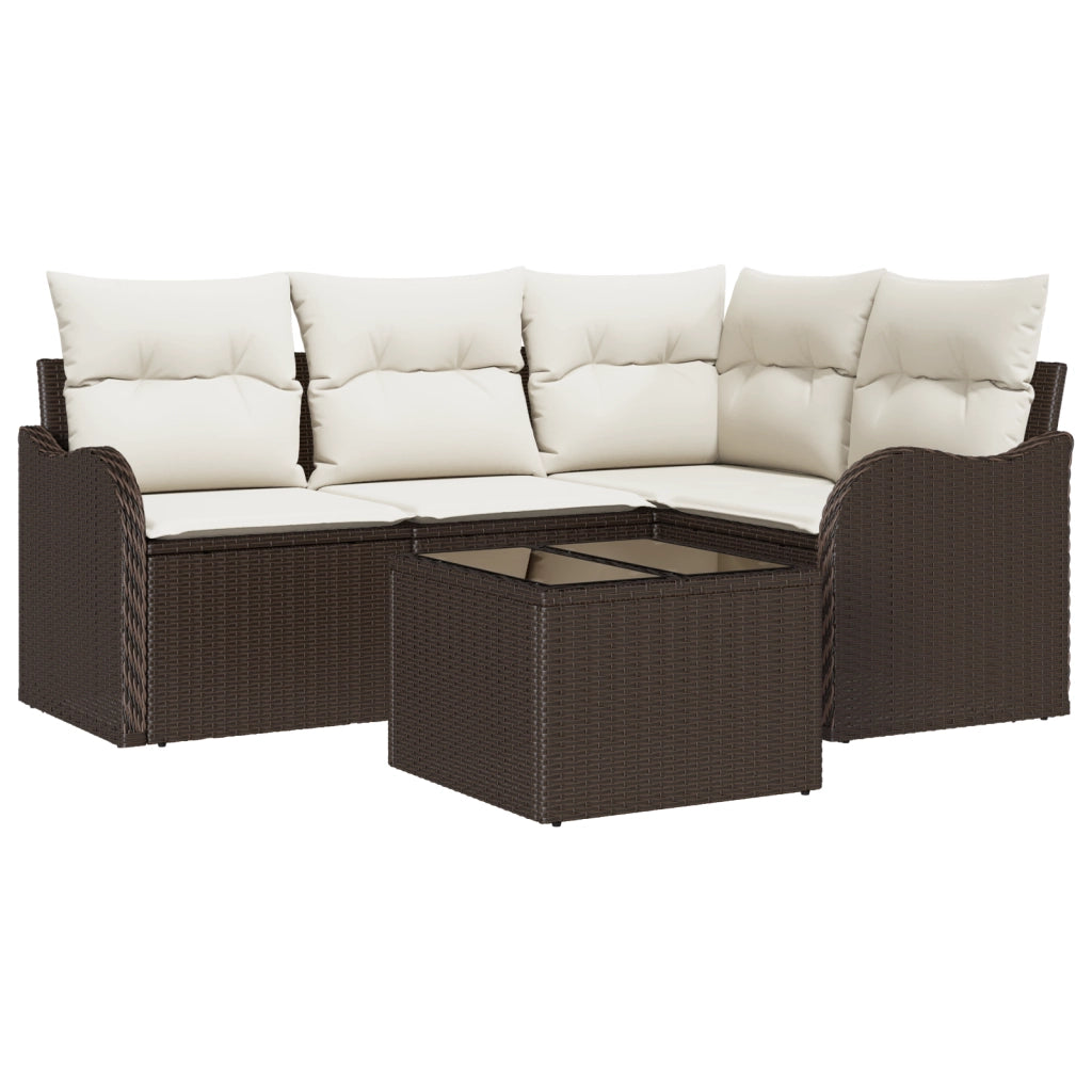Set di divani da giardino  4 pezzi con cuscini grigi in polyrattan