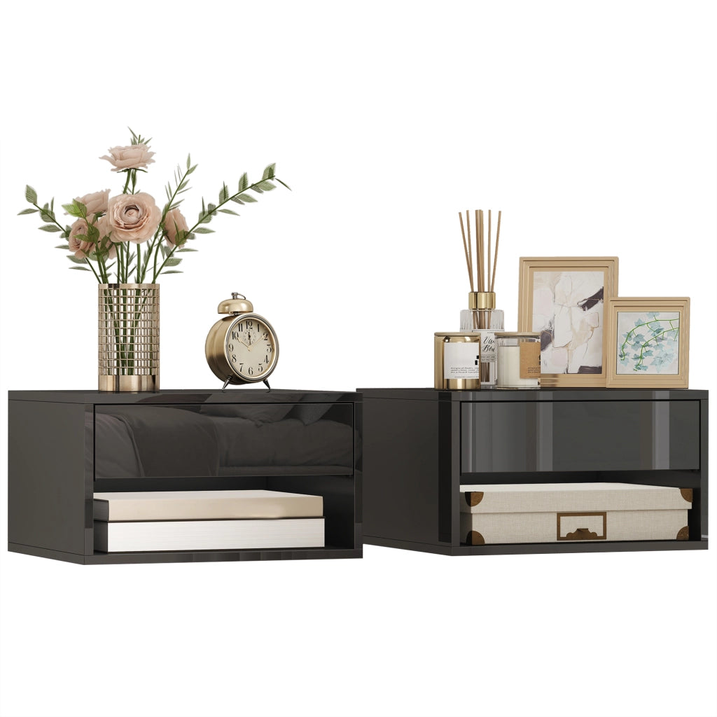Comodino a muro ¨C zephmum ¨C nero 37x32x21