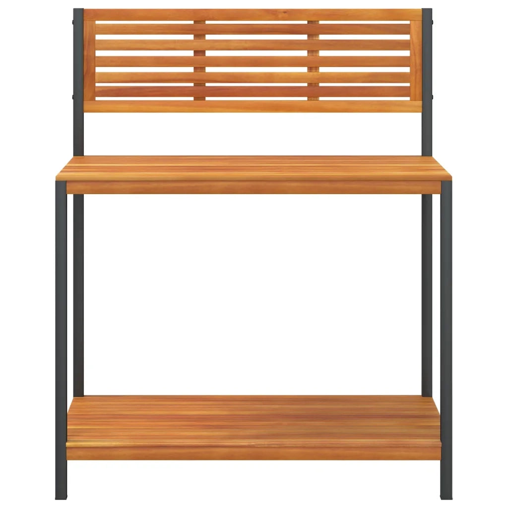 Tavolo da giardino in legno massello di acacia con ripiani 90 x 50 x 110 cm pratico spazio contenitore in acacia marrone 02_0047457